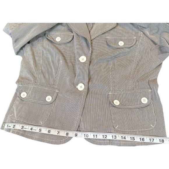 Rafaella Blue & White Striped Single-Breasted Jacket Button-Down Women's Size 10 - Picture 12 of 14